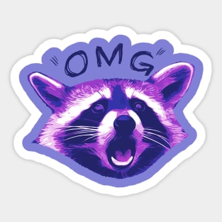 Purple Raccoon Surprised Sticker